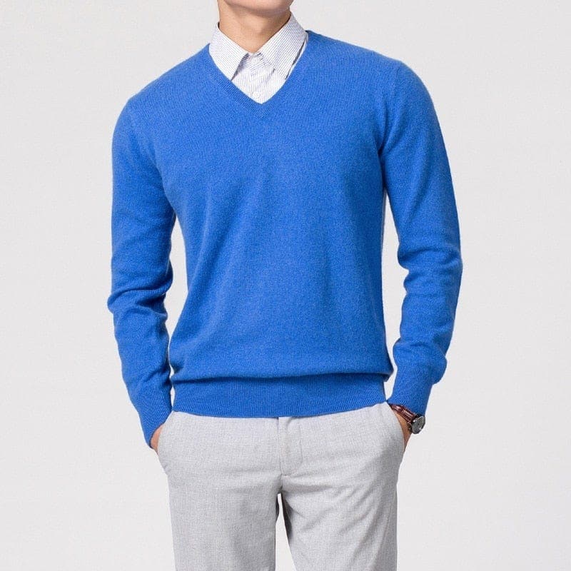 Eleganter Herren Cashmere-Pullover mit V-Ausschnitt – Luxuriös, Warm & Zeitlos Stilvoll