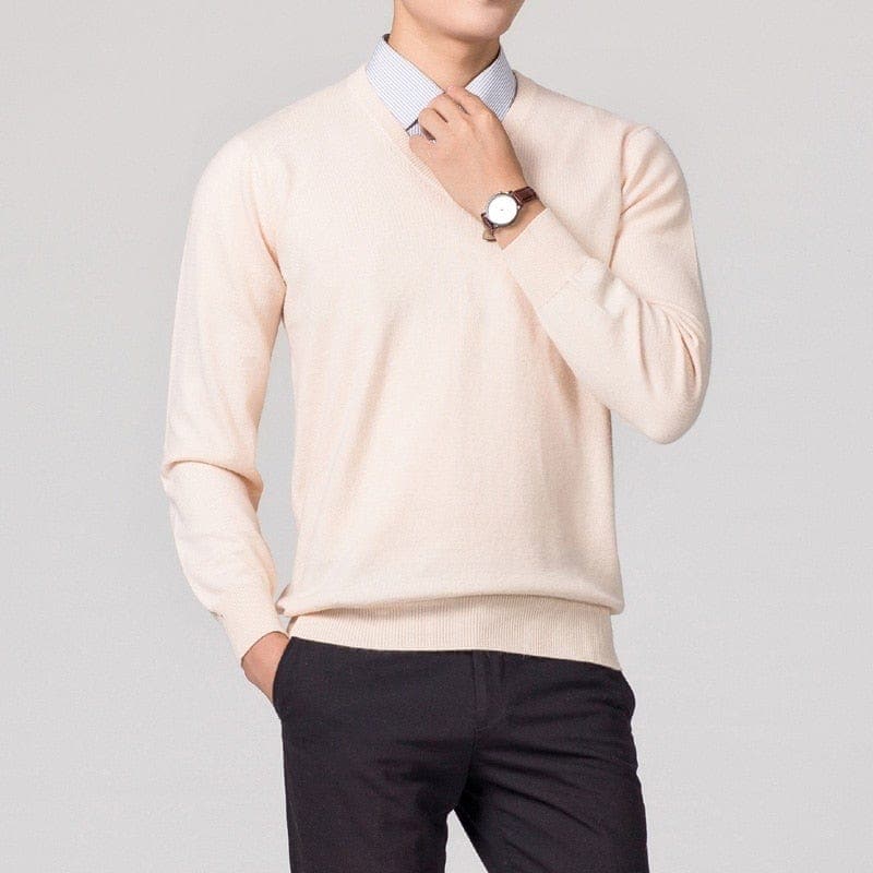 Eleganter Herren Cashmere-Pullover mit V-Ausschnitt – Luxuriös, Warm & Zeitlos Stilvoll