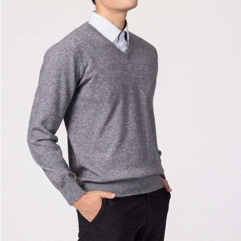 Eleganter Herren Cashmere-Pullover mit V-Ausschnitt – Luxuriös, Warm & Zeitlos Stilvoll