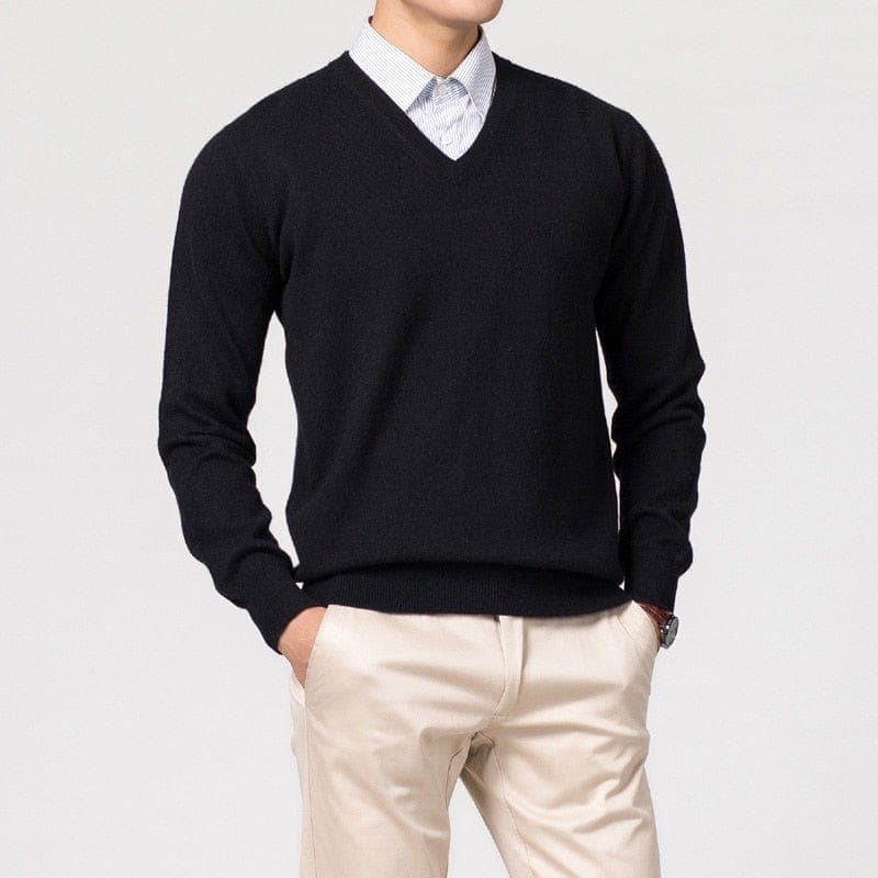 Eleganter Herren Cashmere-Pullover mit V-Ausschnitt – Luxuriös, Warm & Zeitlos Stilvoll