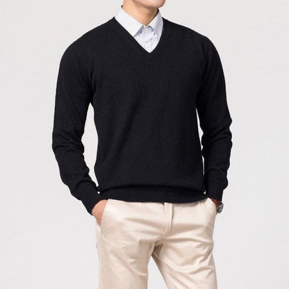 Eleganter Herren Cashmere-Pullover mit V-Ausschnitt – Luxuriös, Warm & Zeitlos Stilvoll