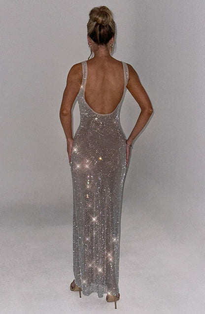 Glänzendes Figurbetontes Damen Maxikleid – Elegant, Glamourös & Ausdrucksstark