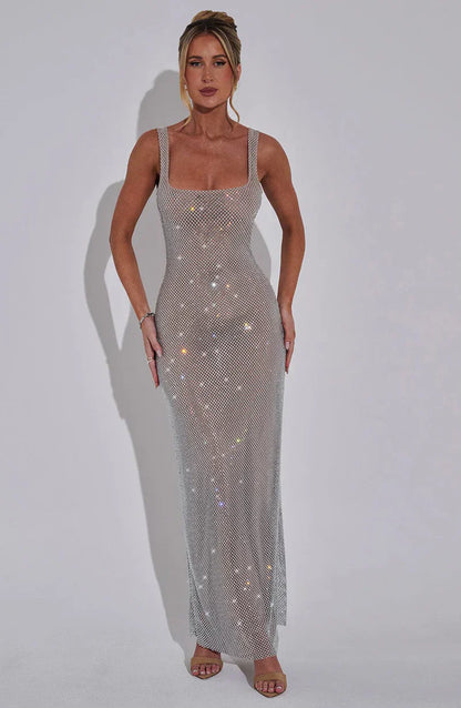 Glänzendes Figurbetontes Damen Maxikleid – Elegant, Glamourös & Ausdrucksstark