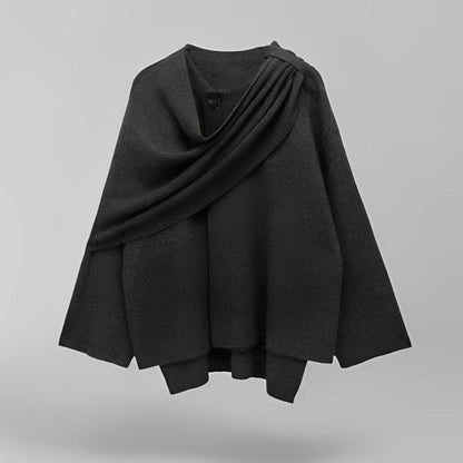 Ameliora | Damen Poncho Asymmetrisch aus Wolle, Eleganter Winter-Poncho für Wärme & Stil