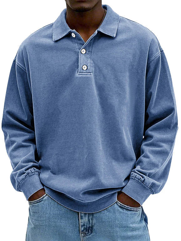 Herren Polo-Sweatshirt Langarm | Lässig, Bequem & Zeitlos Modern