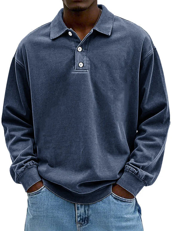 Herren Polo-Sweatshirt Langarm | Lässig, Bequem & Zeitlos Modern