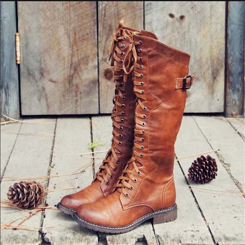 Damen Schnürstiefel im Vintage-Look | Hohe Boots für stilvolle Herbst- & Winter-Outfits
