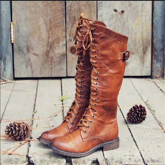 Damen Schnürstiefel im Vintage-Look | Hohe Boots für stilvolle Herbst- & Winter-Outfits