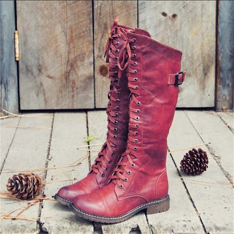 Damen Schnürstiefel im Vintage-Look | Hohe Boots für stilvolle Herbst- & Winter-Outfits