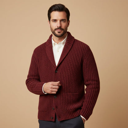 Strukturierter Herren Strickcardigan mit Reverskragen – Warm, Stilvoll & Vielseitig Kombinierbar