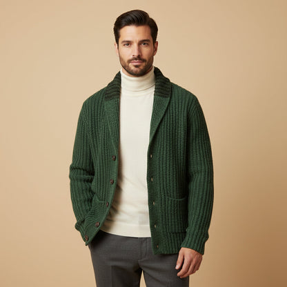 Strukturierter Herren Strickcardigan mit Reverskragen – Warm, Stilvoll & Vielseitig Kombinierbar