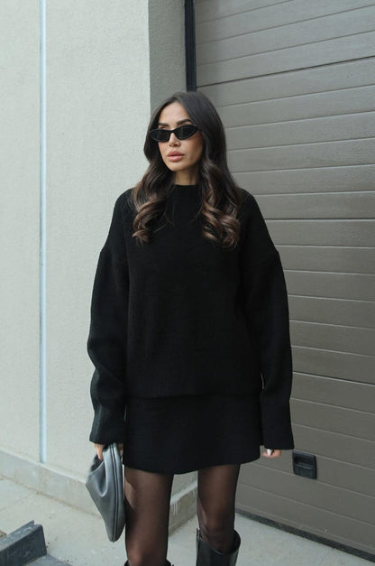 Damen Strick-Set aus Pullover & Minirock | Moderner Cozy-Look für Stil & Komfort