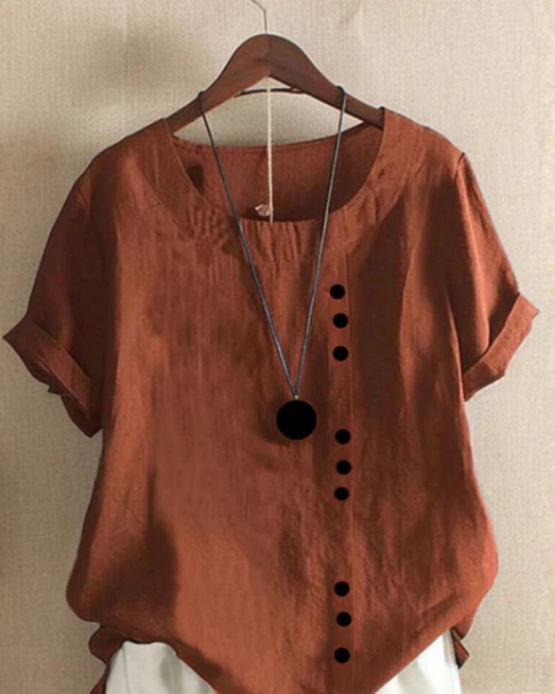 Damen Sommerbluse mit Rundhalsausschnitt – Kurzarmbluse für Alltag und leichte Sommeroutfits