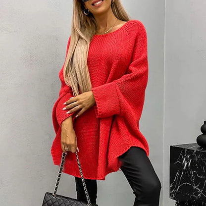 Arlenne | Damen Grobstrickpullover Oversized mit Bootsausschnitt & langen Ärmeln