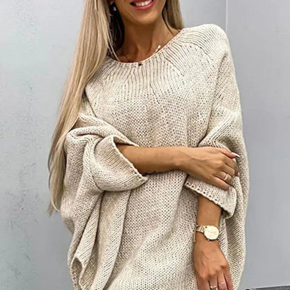 Arlenne | Damen Grobstrickpullover Oversized mit Bootsausschnitt & langen Ärmeln