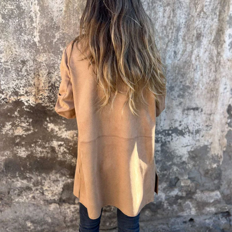 Bithiah | Klassischer Mid-Length Mantel für Damen mit Reverskragen und Knopfleiste