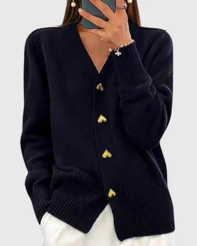 Damen Strickcardigan mit Eleganter Herzknopfleiste | Weich, Feminin & Perfekt für den Alltag