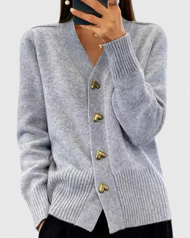 Damen Strickcardigan mit Eleganter Herzknopfleiste | Weich, Feminin & Perfekt für den Alltag