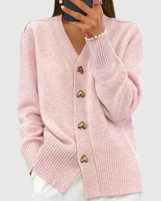 Damen Strickcardigan mit Eleganter Herzknopfleiste | Weich, Feminin & Perfekt für den Alltag