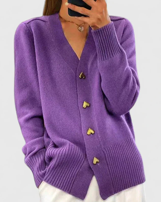 Damen Strickcardigan mit Eleganter Herzknopfleiste | Weich, Feminin & Perfekt für den Alltag