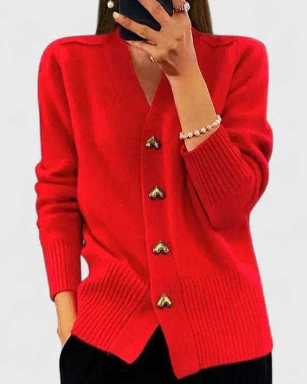 Damen Strickcardigan mit Eleganter Herzknopfleiste | Weich, Feminin & Perfekt für den Alltag