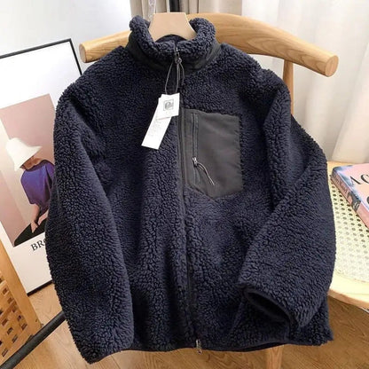 Damen Teddy-Fleece Jacke mit Stehkragen – Warme Übergangsjacke für Alltag, Spaziergänge und Freizeit