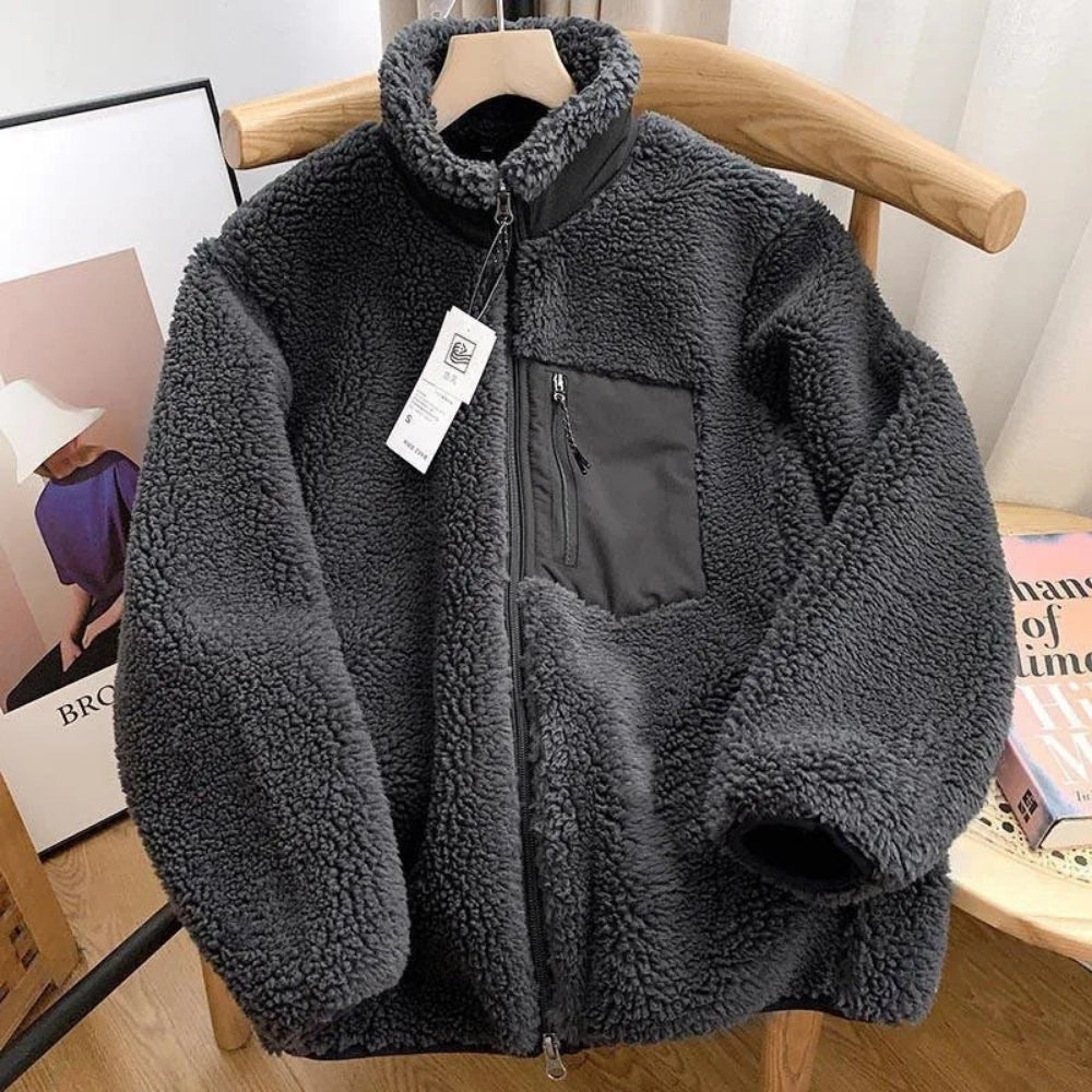 Damen Teddy-Fleece Jacke mit Stehkragen – Warme Übergangsjacke für Alltag, Spaziergänge und Freizeit