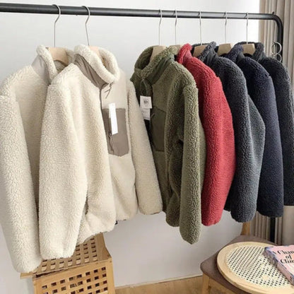 Damen Teddy-Fleece Jacke mit Stehkragen – Warme Übergangsjacke für Alltag, Spaziergänge und Freizeit