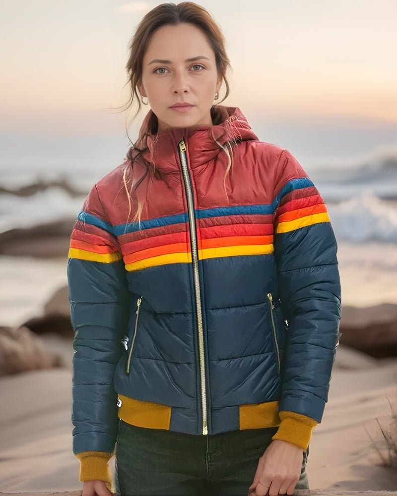 Damen Puffer Übergangsjacke im Colorblock-Design – Moderne Jacke für Alltag und kühle Tage