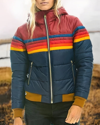 Damen Puffer Übergangsjacke im Colorblock-Design – Moderne Jacke für Alltag und kühle Tage