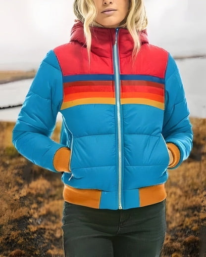 Damen Puffer Übergangsjacke im Colorblock-Design – Moderne Jacke für Alltag und kühle Tage