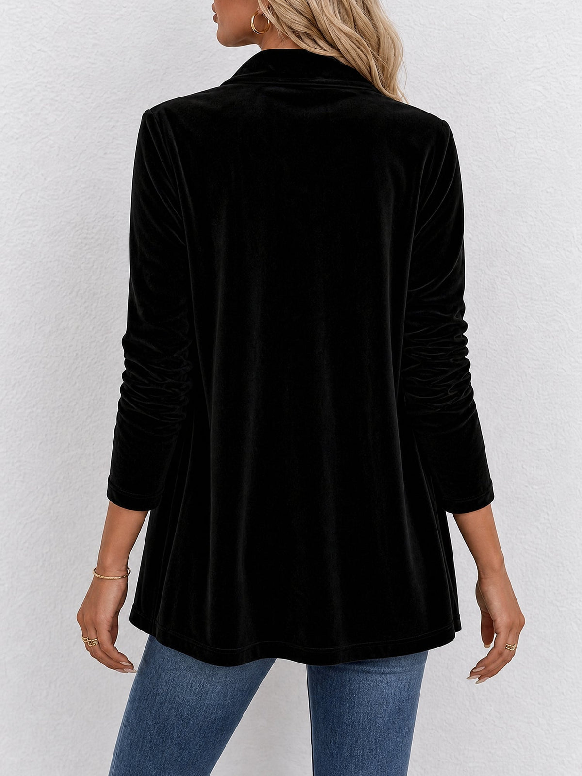 Damen Strickjacke | Offene Strickjacke mit Revers und dekorativen Knöpfen