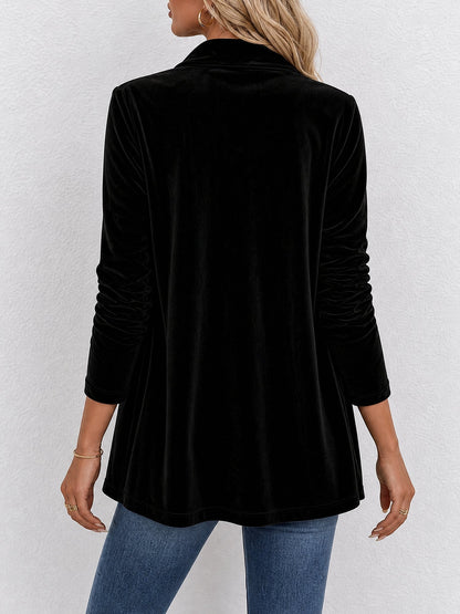 Damen Strickjacke | Offene Strickjacke mit Revers und dekorativen Knöpfen