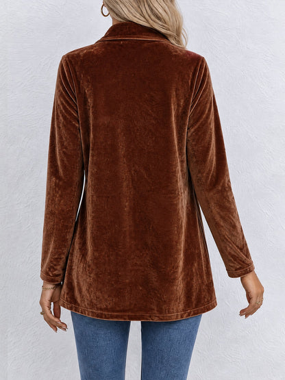 Damen Strickjacke | Offene Strickjacke mit Revers und dekorativen Knöpfen