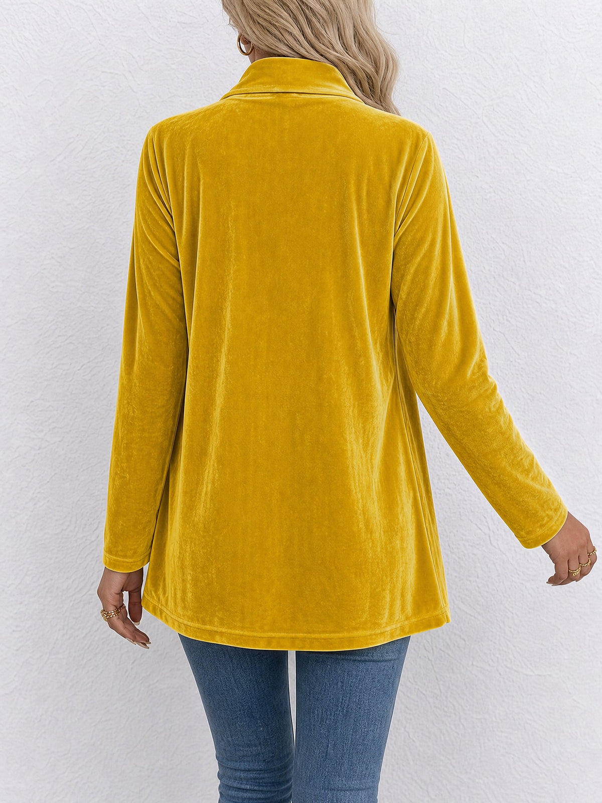 Damen Strickjacke | Offene Strickjacke mit Revers und dekorativen Knöpfen