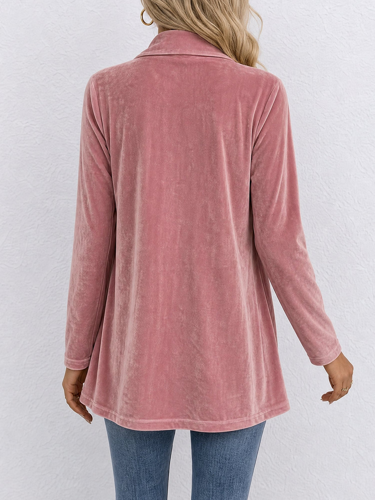 Damen Strickjacke | Offene Strickjacke mit Revers und dekorativen Knöpfen