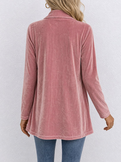 Damen Strickjacke | Offene Strickjacke mit Revers und dekorativen Knöpfen