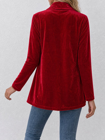 Damen Strickjacke | Offene Strickjacke mit Revers und dekorativen Knöpfen