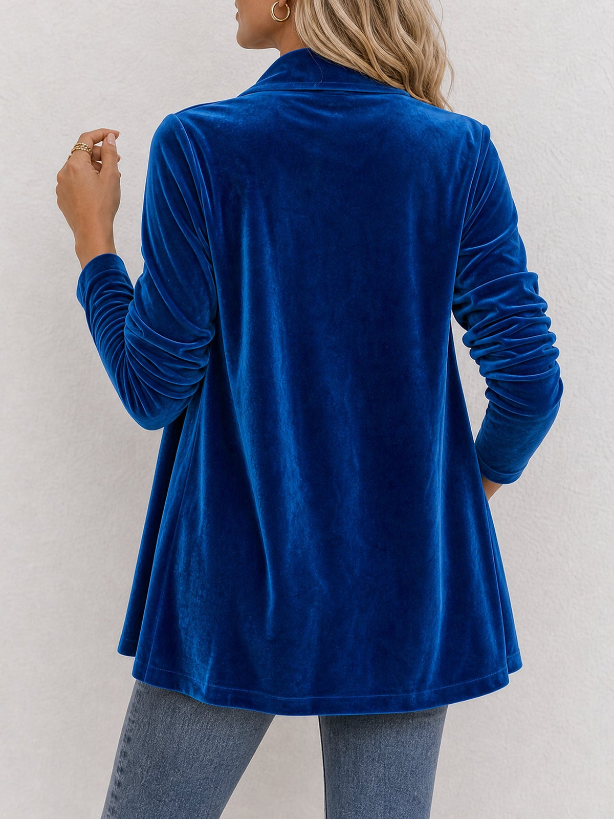 Damen Strickjacke | Offene Strickjacke mit Revers und dekorativen Knöpfen