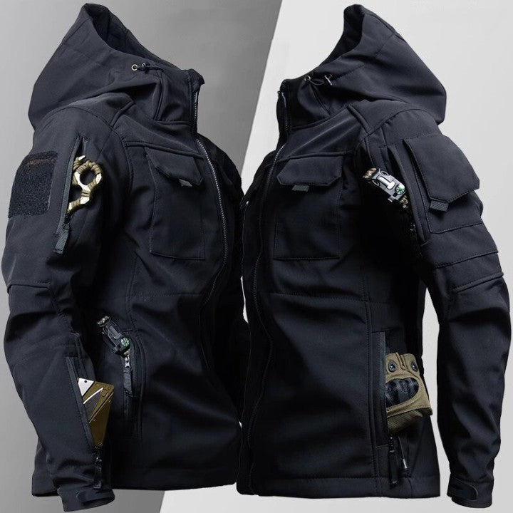 Noeline | Herren Tactical Jacke mit Kapuze, Reißverschluss & vielen Taschen