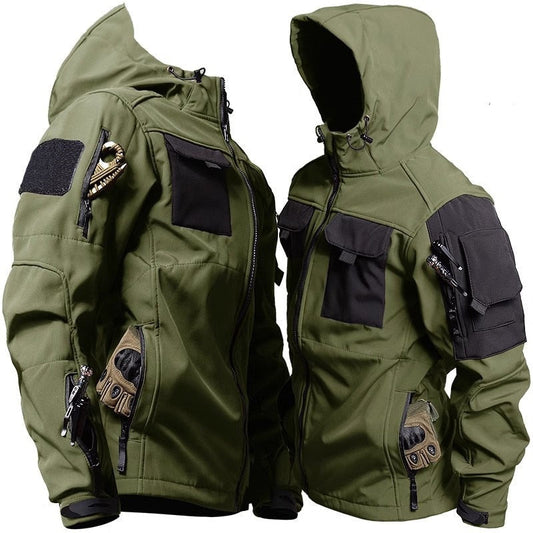 Noeline | Herren Tactical Jacke mit Kapuze, Reißverschluss & vielen Taschen