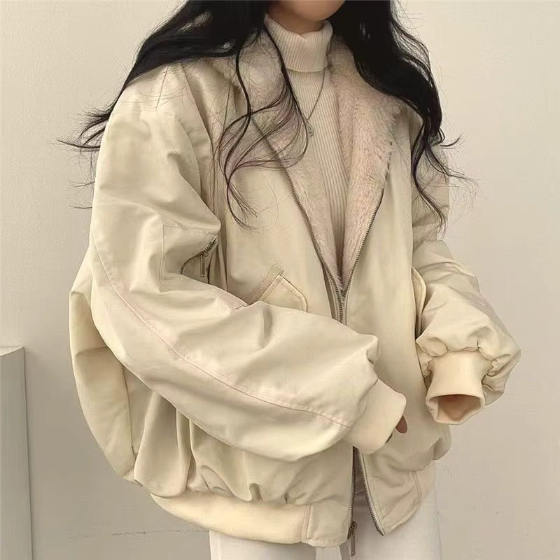 Damen Winterjacke Oversize | Kuschelige Jacke mit Fleece-Innenfutter
