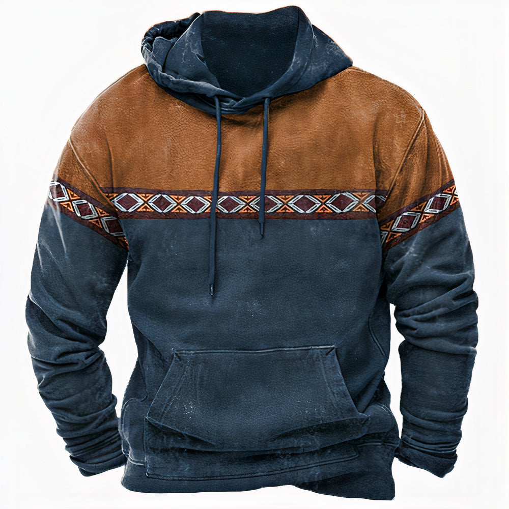 Anthony | Herren Hoodie im Vintage-Stil mit Ethno-Details & Kapuze
