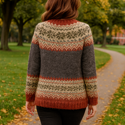 Norweger Strickjacke Damen | Warme Winterjacke mit Knopfleiste