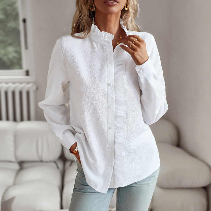 Avisia | Elegante Damen-Bluse mit Rüschen und Knopfleiste für Büro & Freizeit