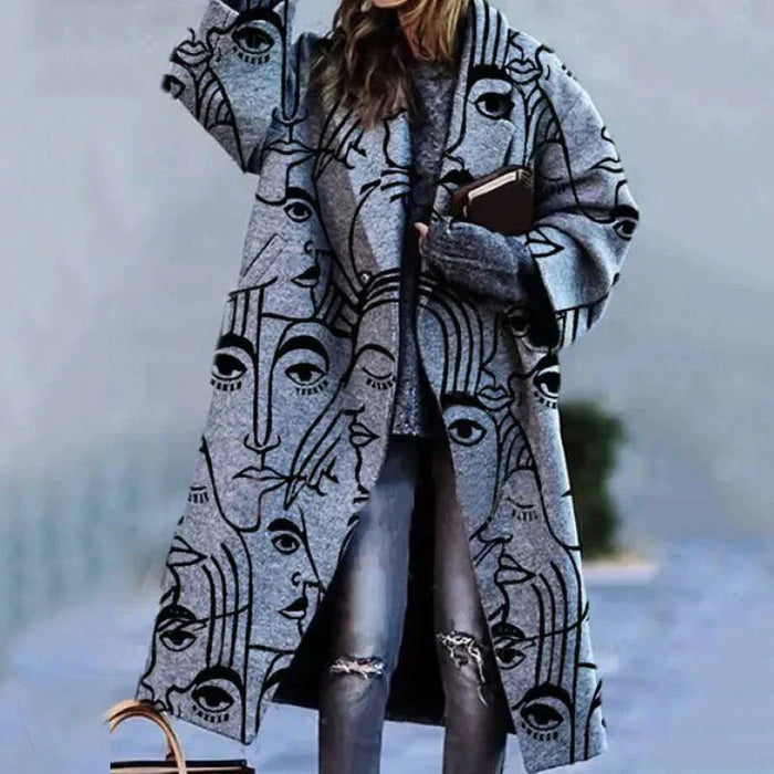Damen Oversize Karomantel | Langer Trendmantel im Eleganten Winter-Look