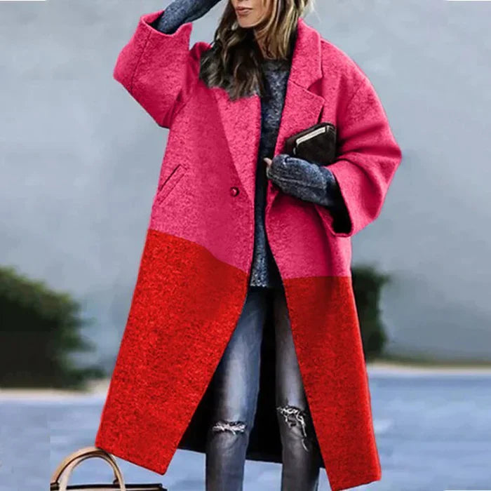 Damen Oversize Karomantel | Langer Trendmantel im Eleganten Winter-Look