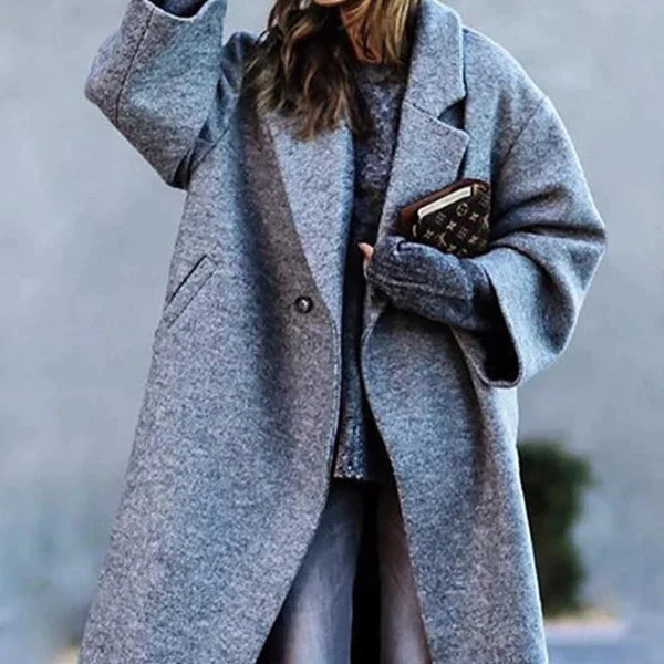 Damen Oversize Karomantel | Langer Trendmantel im Eleganten Winter-Look