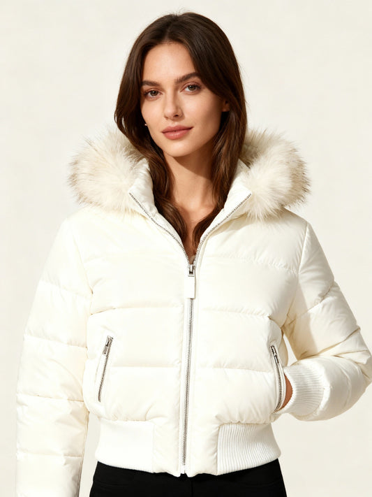 Damen Gesteppte Winterjacke mit Abnehmbarer Kapuze – Warm, Leicht & Modern für Kalte Tage