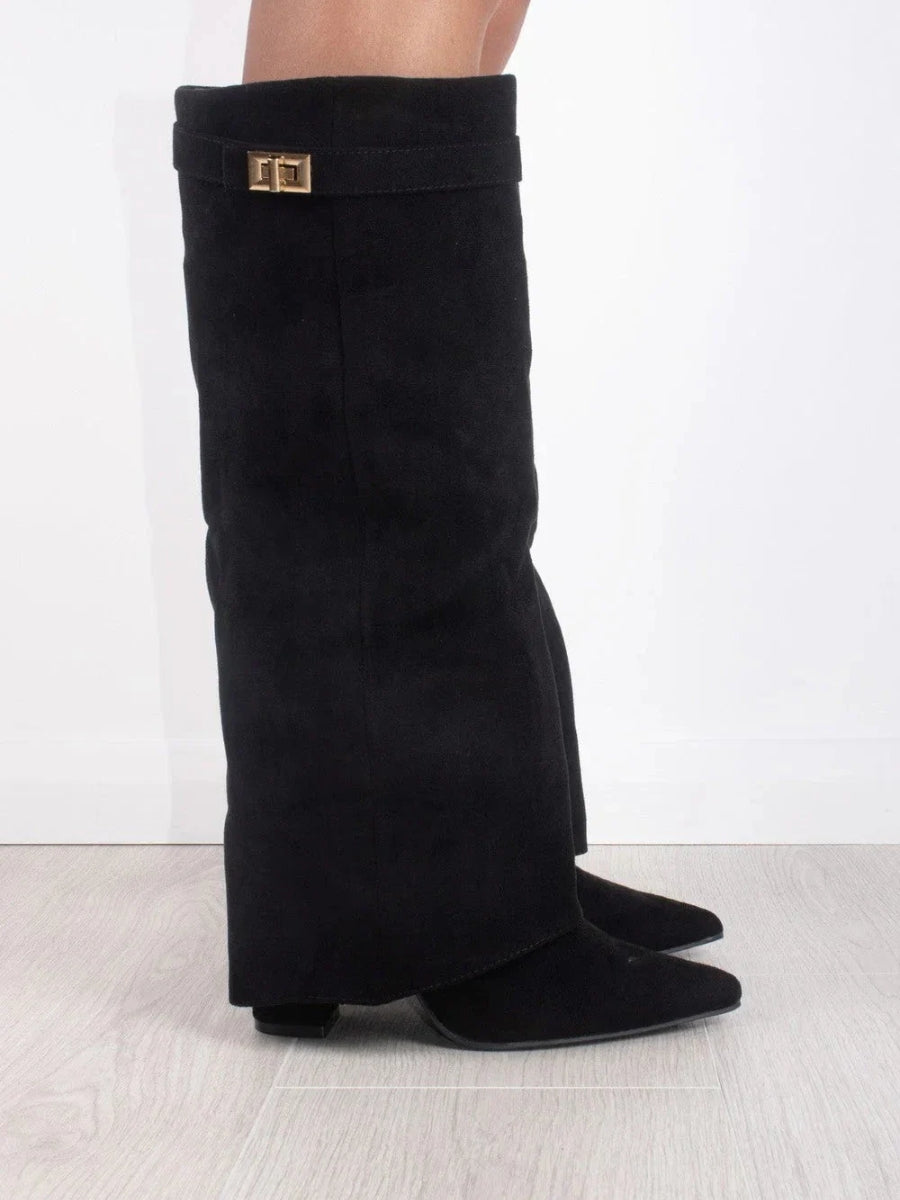 Damen Kniehohe Stiefel | Weiter Schaft & Stabiler Blockabsatz für Elegante Silhouette